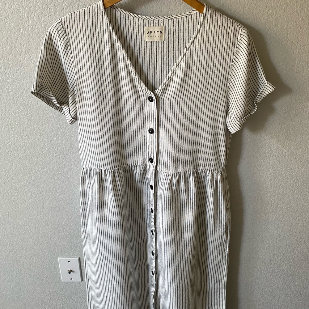 Off On Linen Button Front Dress